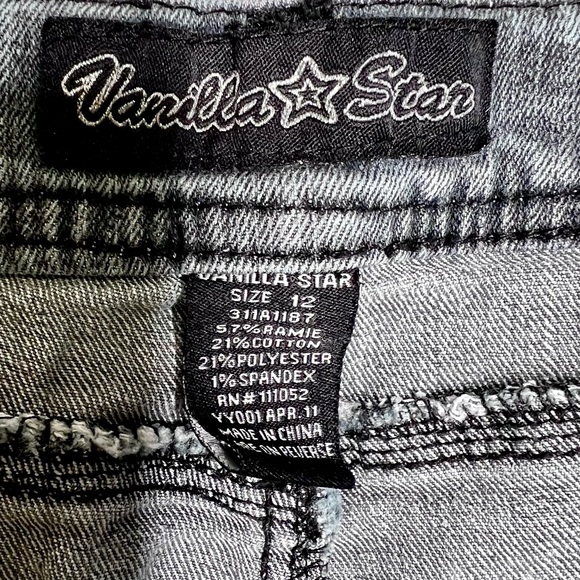 Vanilla Star Y2K Acid Wash Crackle Skinny Denim Jeans Girls 12 - Picture 7 of 9